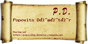 Popovits Dömötör névjegykártya